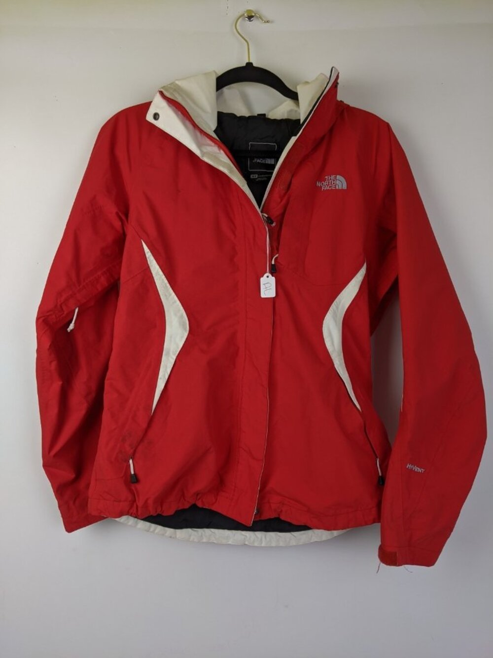 The North Face Jacket Womens Size Medium Red Ski Snow Rain Hood Shell Hyvent